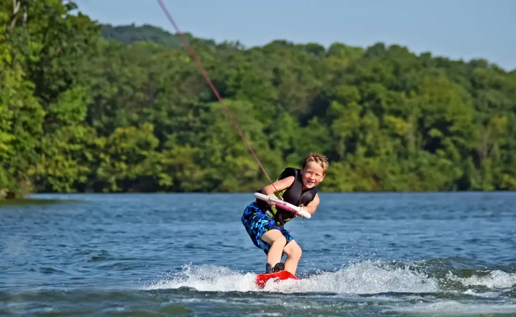 A child water skiing